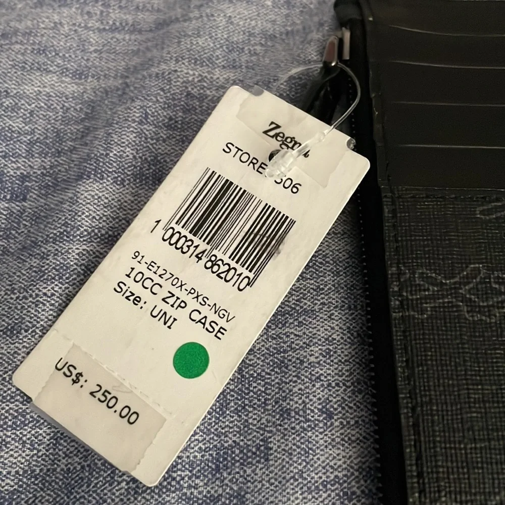 COPY - NWT! Ermenegildo Zegna couture leather zip case.